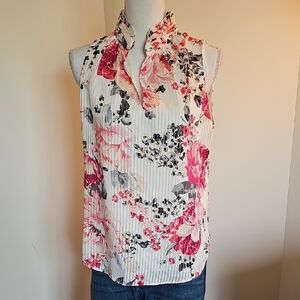 WHBM Floral Sleeveless Blouse - Pink and White